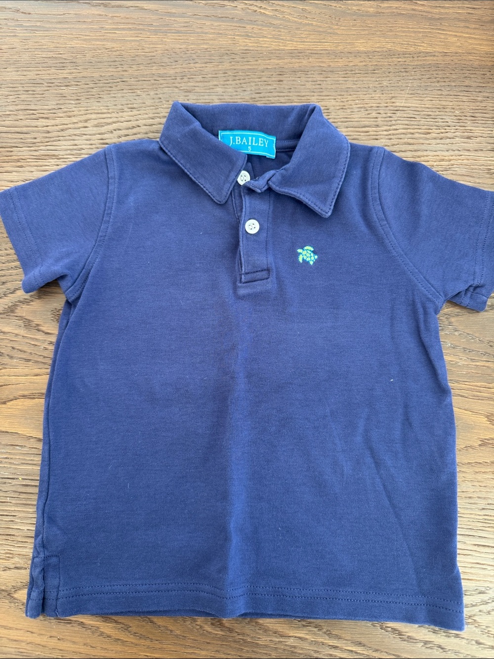 J. Bailey Kids Navy Polo with Green Embroidered Detail